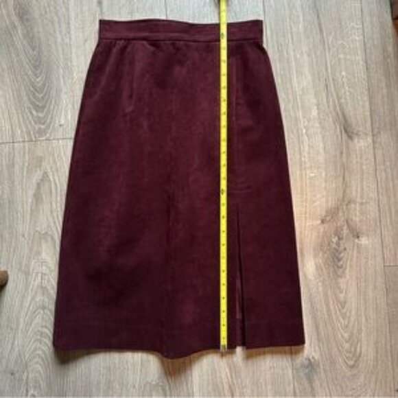 Old Money Suede Burgundy Pencil Skirt - Picture 2 of 5